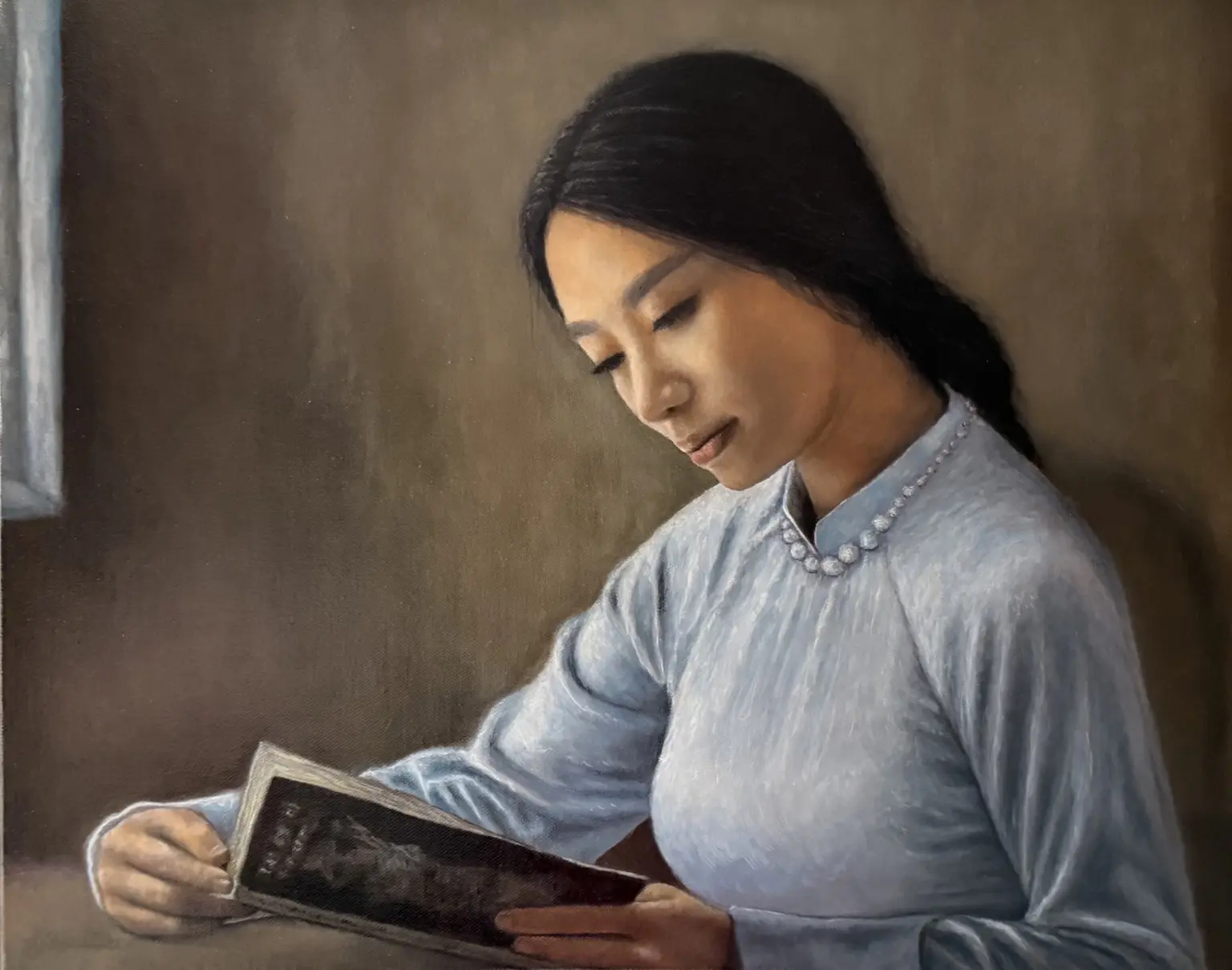 La liseuse — huile sur toile de Caroline Thibault